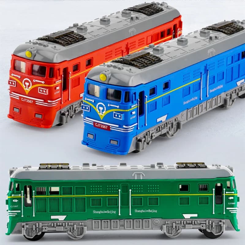 Modello di treno giocattolo per auto inerziale, giocattoli per bambini modelli di giocattoli per veicoli pressofusi ferroviari, auto stradali in scala di simulazione educativa, regalo per bambini