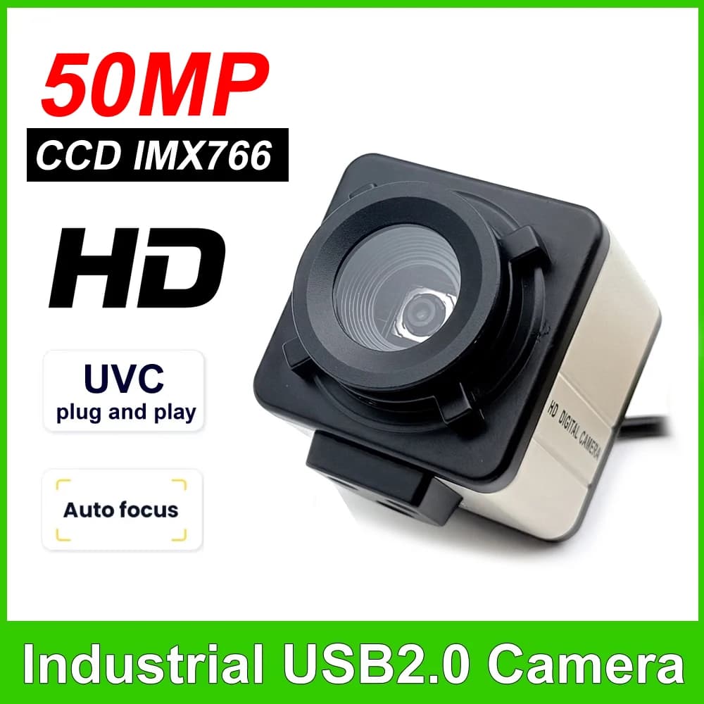 Webcam HD 50MP with Autofocus, 30fps, 8K CCD IMX766, USB for PC, Video Live, Teaching, OTG, UVC, Plug and Play
