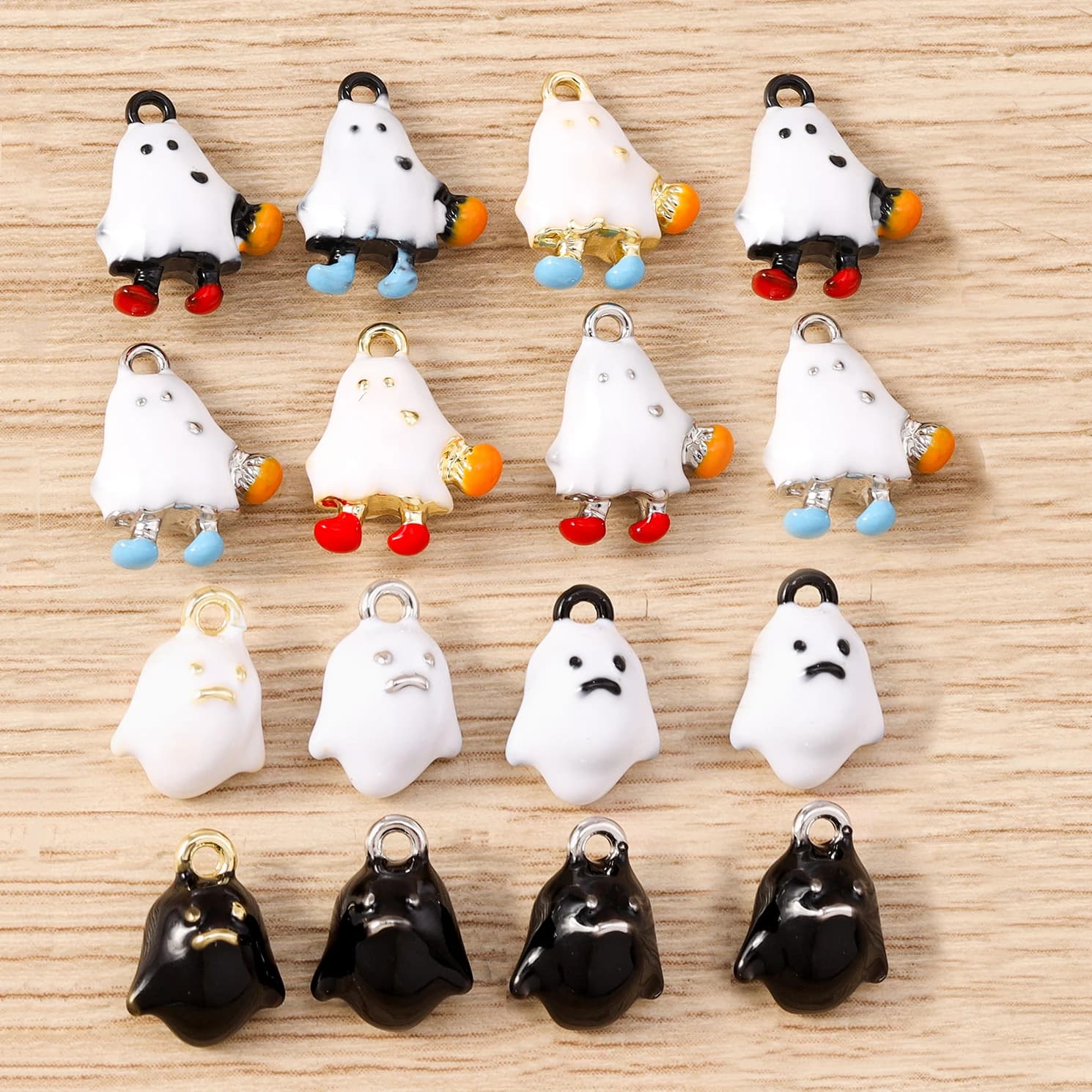 Tusember 5 pezzi Ciondoli Fantasma di Halloween, Graziosi Pendenti a Forma di Fantasma, Perline Charm Compatibili con Bracciali Originali in Argento Sterling 925, Gioielli Fai da Te