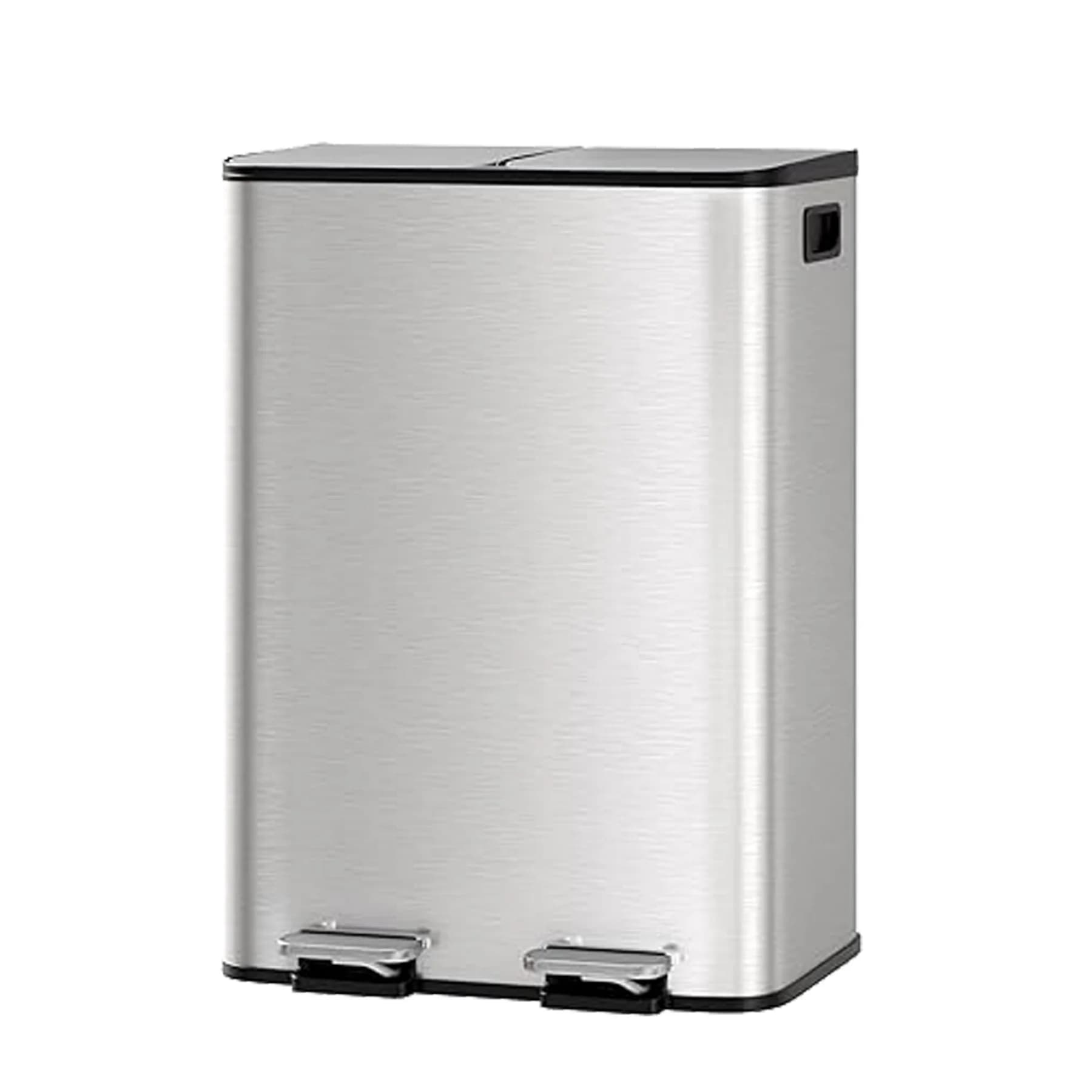 Bidone per Rifiuti da Cucina 2*30L, Sistema di Separazione dei Rifiuti, Cestino in Metallo con Pedale e Maniglia Laterale per Riciclaggio Organico, Secchio Interno Rimovibile