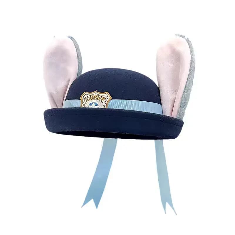 Easterly Breezy Police Officer Rabbit Ear Hat Women's Sweet Cute Cartoon Photo Decoration Basin Cap Parent-Child Style Ear Decor