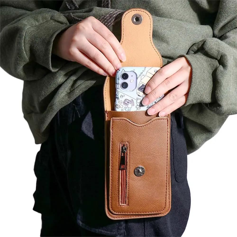 Retro Man Belt Pouch borsa per cellulare portafoglio da esterno per borsa per fondina per telefono marsupio Mobile Pack piccola cintura zaino porta carte di credito