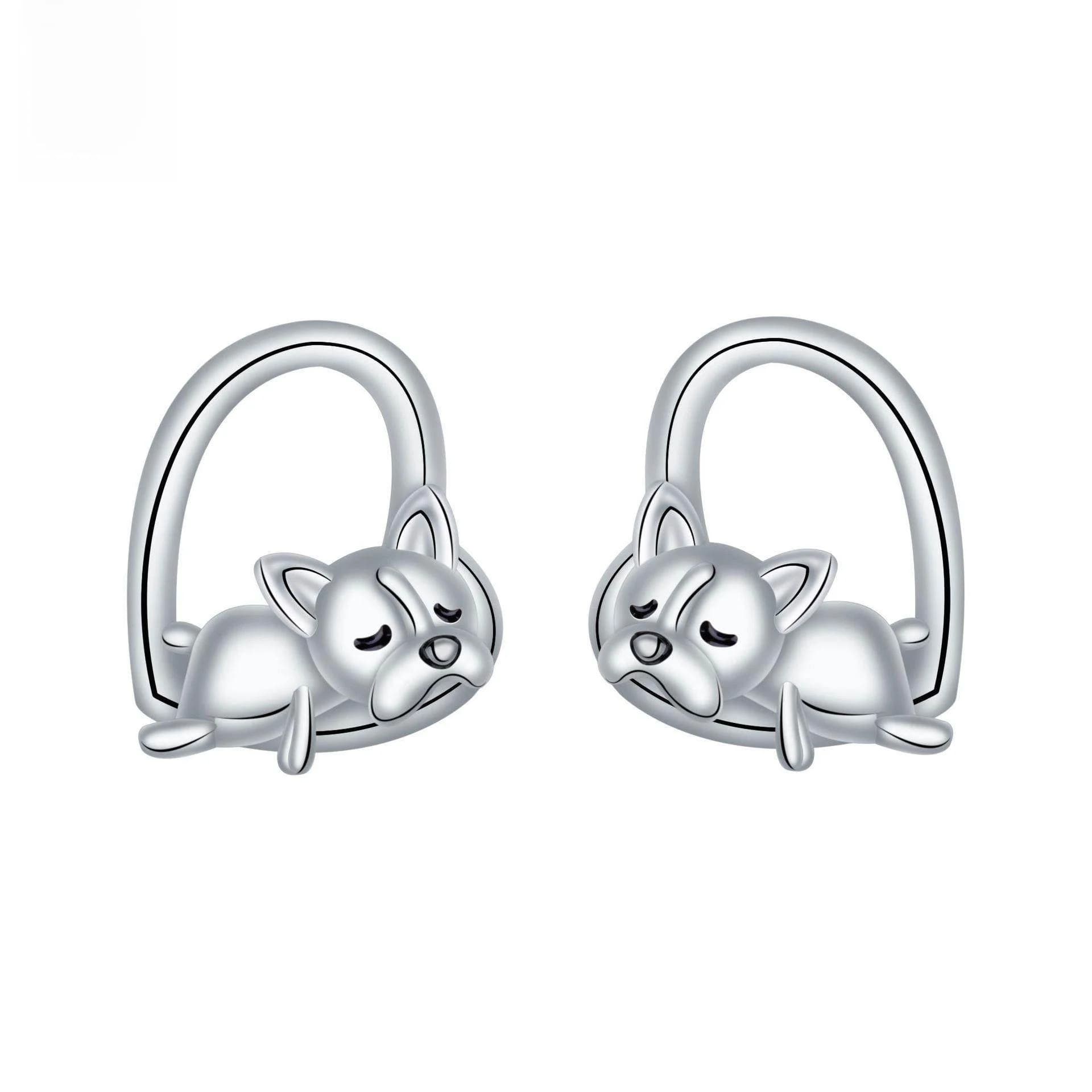 Earrings with cute animal ears, 925 silver, dog-shaped, women's jewelry, fashionable and cute design, cuff earrings, autumn collection