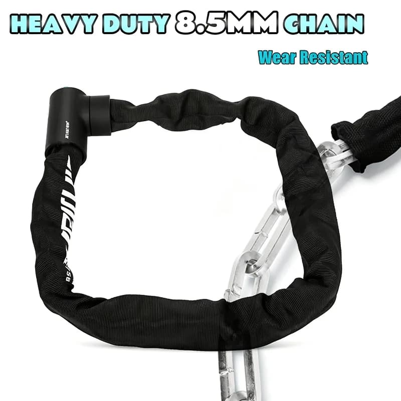 Lucchetto a Catena per Bicicletta 1M Antifurto in Lega di Zinco, Robusto e Resistente per MTB, Moto, Scooter, Lucchetto di Sicurezza per Mountain Bike