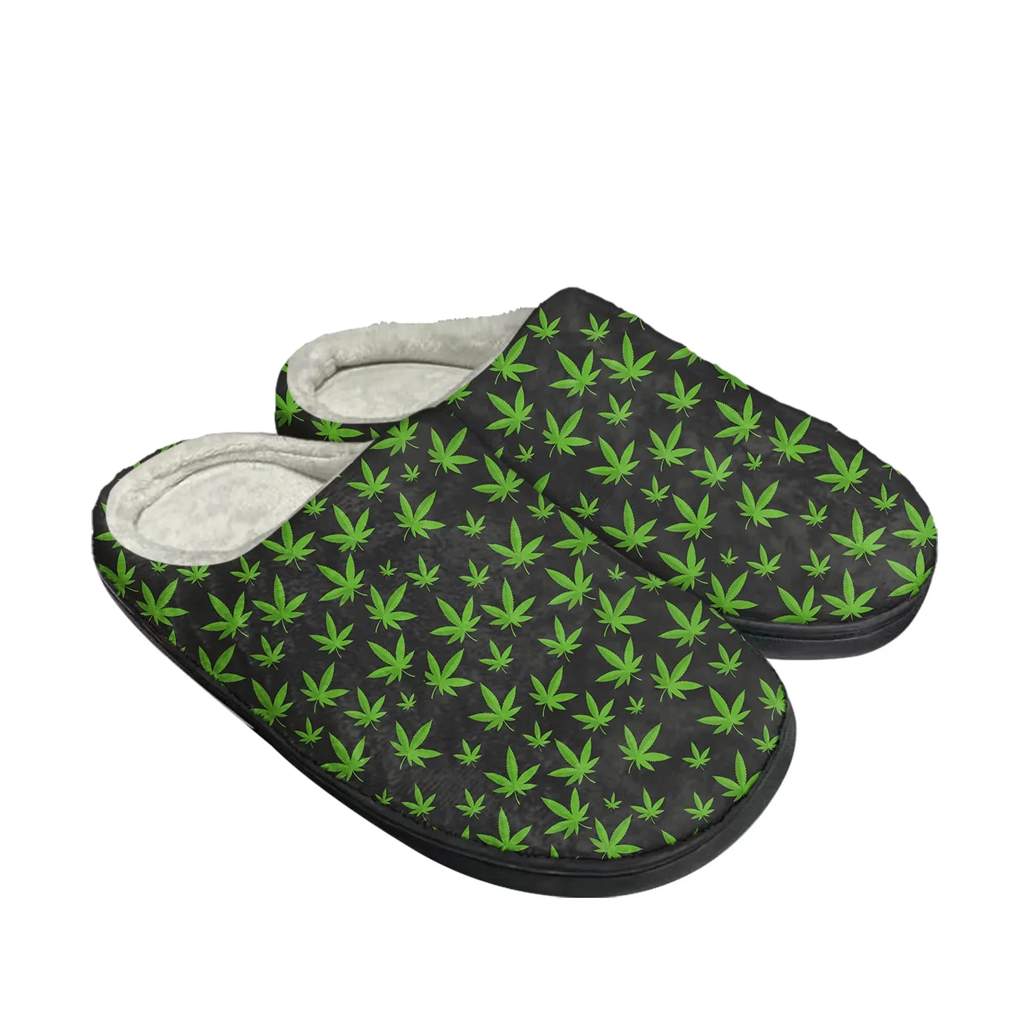 Leaf Weed Rasta Marijuana Red Yellow Green Art Home Cotton Slippers Mens Womens Plush Bedroom Keep Warm Shoe Customized DIY Shoe