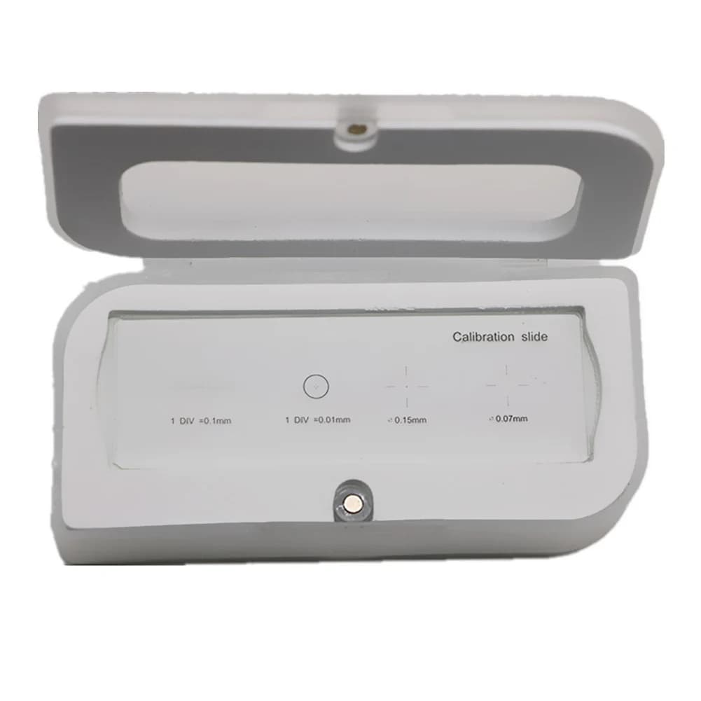 Lamella di Calibrazione per Microscopio 25mm x 75mm x 1.1mm, Strumento di Misurazione con Scala Micrometrica, Righello di Calibrazione Micrometrica 0.15mm, 0.07mm