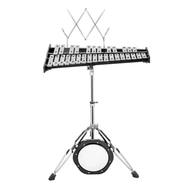 30 Note Percussion Metallophone 26-47 Inch For Music Classroom School Practice Concert Performance, Height Adjustable Stand Double Row Keys C5-F7 Scale Mallets Drum Sticks Music Stand 8 Inch Training Pad Carrying Case Students Adults Beginners