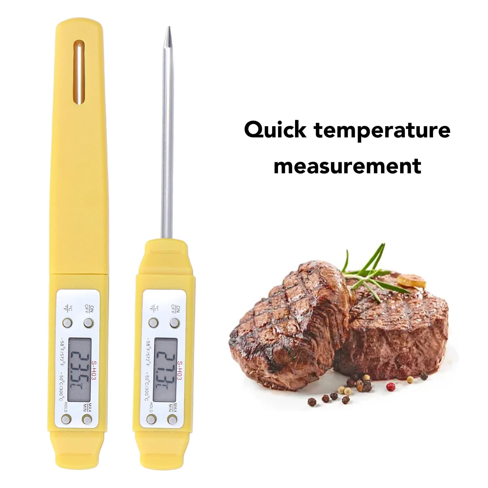 Termometro Digitale per Alimenti, Portatile, con Calibrazione Automatica, Alta Precisione, Termometro Elettronico Tascabile
