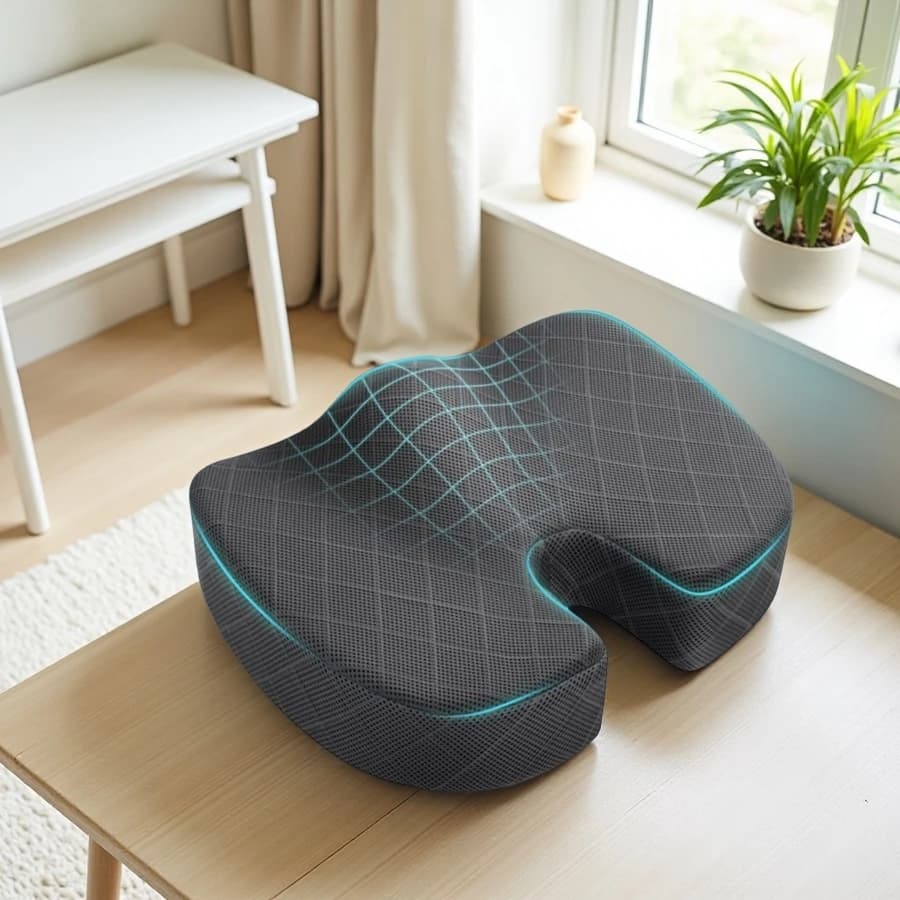 Memory foam seat cushion can relieve pain in the lower back and tailbone. It is suitable for cars, wheelchairs and office chairs