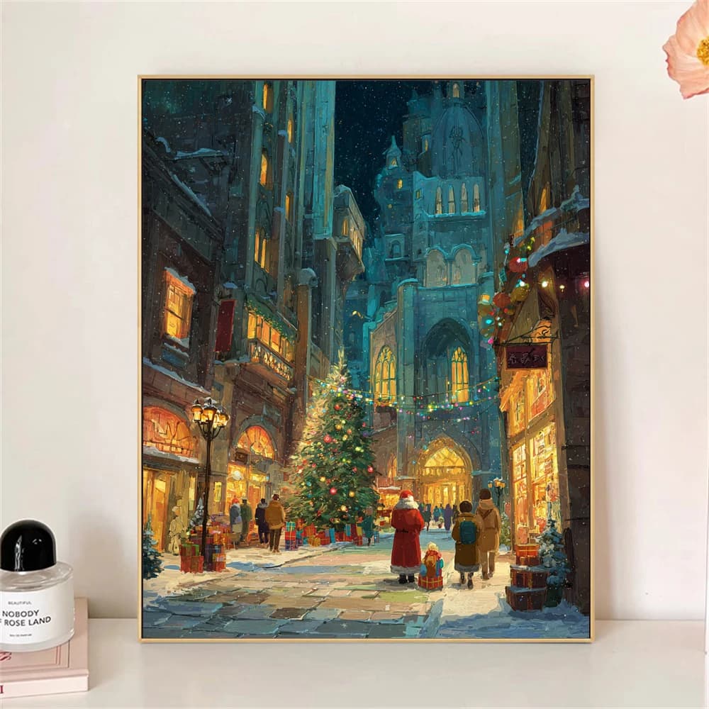 Paint by Numbers For Adult Kit Christmas Street Scene DIY Dropshipping acrylic Oil Painting Canvas by Number Home Decor