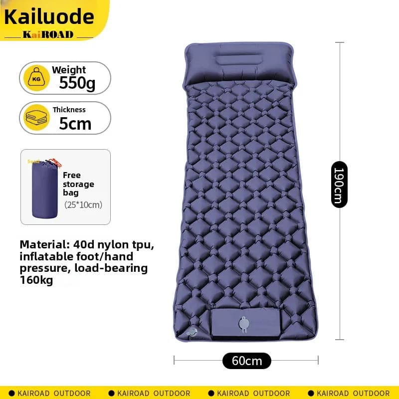 Foot-press inflatable mattress OutdoorTPUDiamond-shaped sleeping pad, automatic inflatable mattress, camping tent air bed