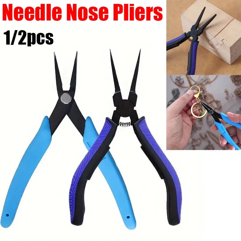 1pc/2pcs Pinze a becchi piatti professionali in acciaio ad alto tenore di carbonio Pinze a becchi piatti Creazione di gioielli Filo di piegatura Strumenti di apertura e chiusura