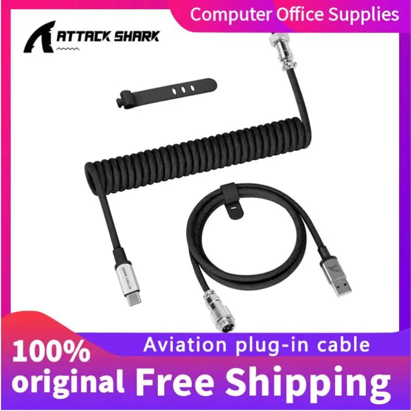 ATTACK SHARK C01 PRO plug-in cable for aviation cable charger for double sleeved mechanical keyboard custom woven cable USB C