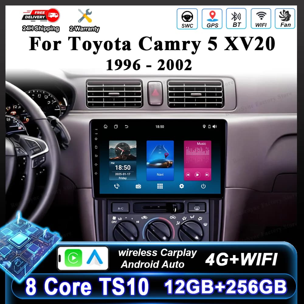 Android 16 Carplay For Toyota Camry 5 XV20 1996 1997 1998 1999 2000 2001 2002 Car Radio Multimedia Video Player Navigation GPS