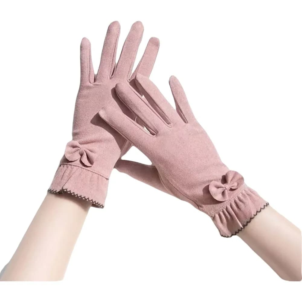 Temperament Thickened Suede Velvet Gloves Full Finger Touch Screen Gloves Solid Color Keep Warm Winter Mittens Skiing