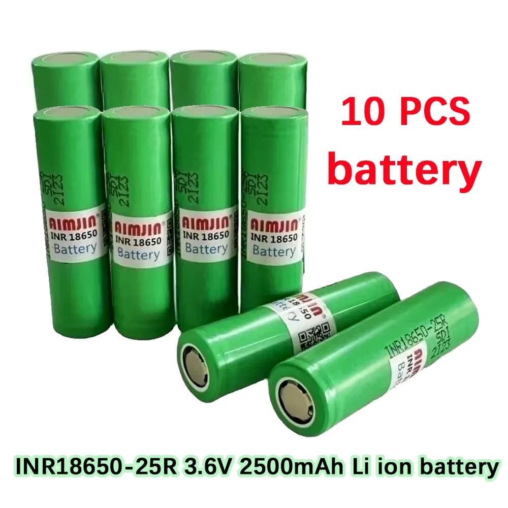 Batteria 18650 da 10 pezzi 3.6V 2500mAh per Samsung INR 18650 25R Batteria al litio Lon di ricambio Batteria esterna