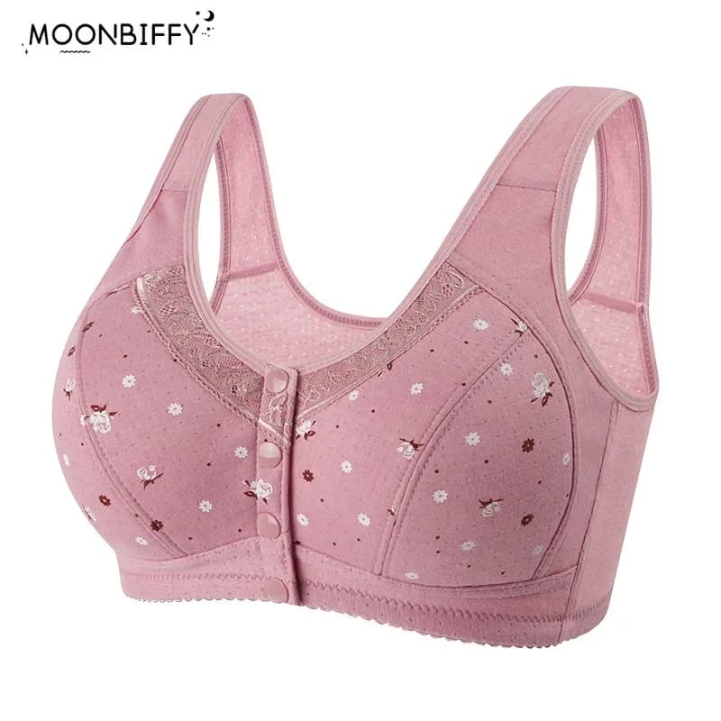 2025 Nuovo reggiseno confortevole in cotone da donna Reggiseni senza ferretto Push Up Chiusura frontale Intimo femminile Lingerie quotidiana Busto grande 50BCD
