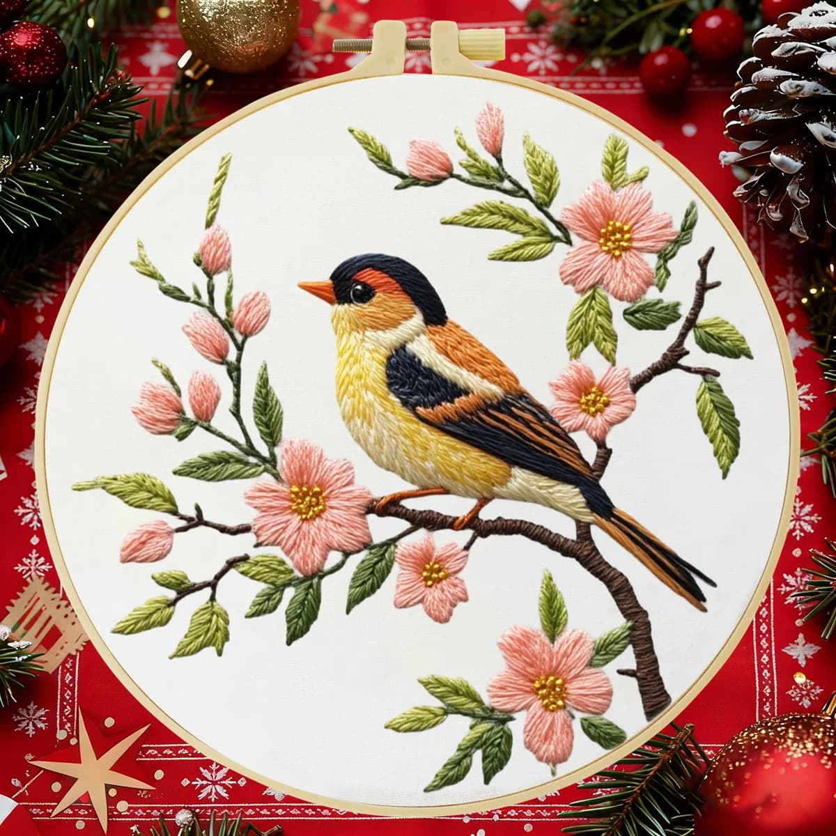 1 pz 20X20 CM/15X15 CM Fiori e Uccelli Ricamo Starter Kit FAI DA TE Punto Croce Cucito Arte per il Regalo