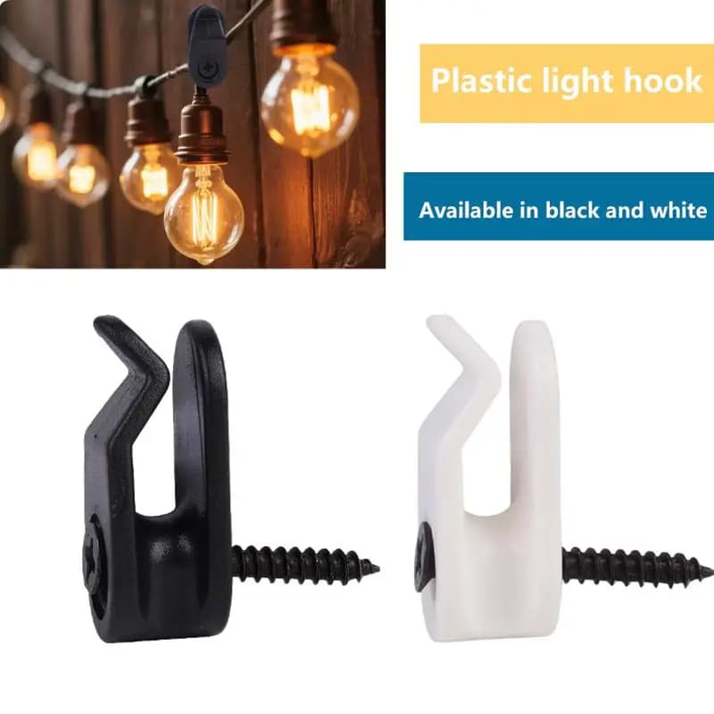 Ganci in plastica resistenti e robusti; ideali per luci decorative da esterno; utilizzabili anche come appendi piante; set da 20