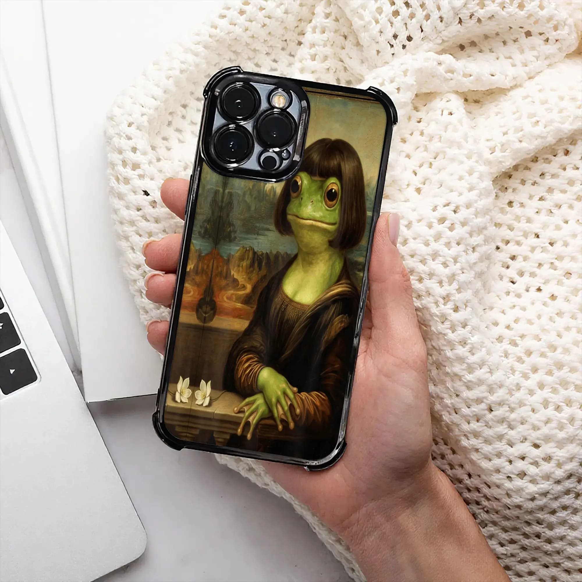 Bob Haircut Mona Lisa Gen Z Animal Portrait Meme Phone Case Electroplating Process phone case for iPhone Various Models