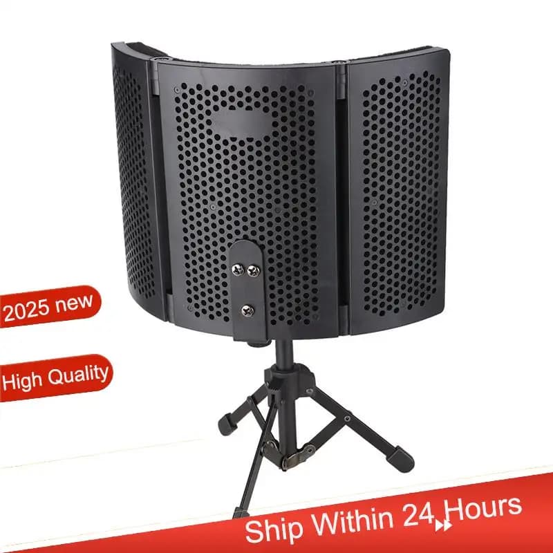 ~ 【A48T CALDO】 Scudo isolante per microfono per 3 lati per studi-vocale per studi broadcast podcast registrazione con treppiede in metallo