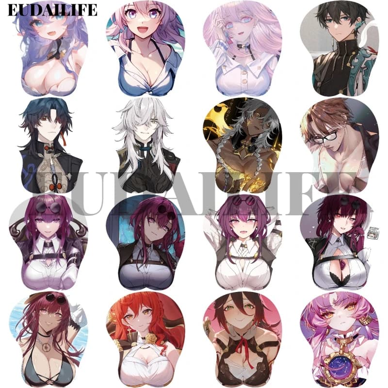 Honkai Star Rail Kafka Lama Jing Yuan 3D Poggiapolsi a mano Tappetino per mouse Tappetino per mouse Oppai in silicone Morbido tappetino per mouse Ufficio Lavoro Otaku