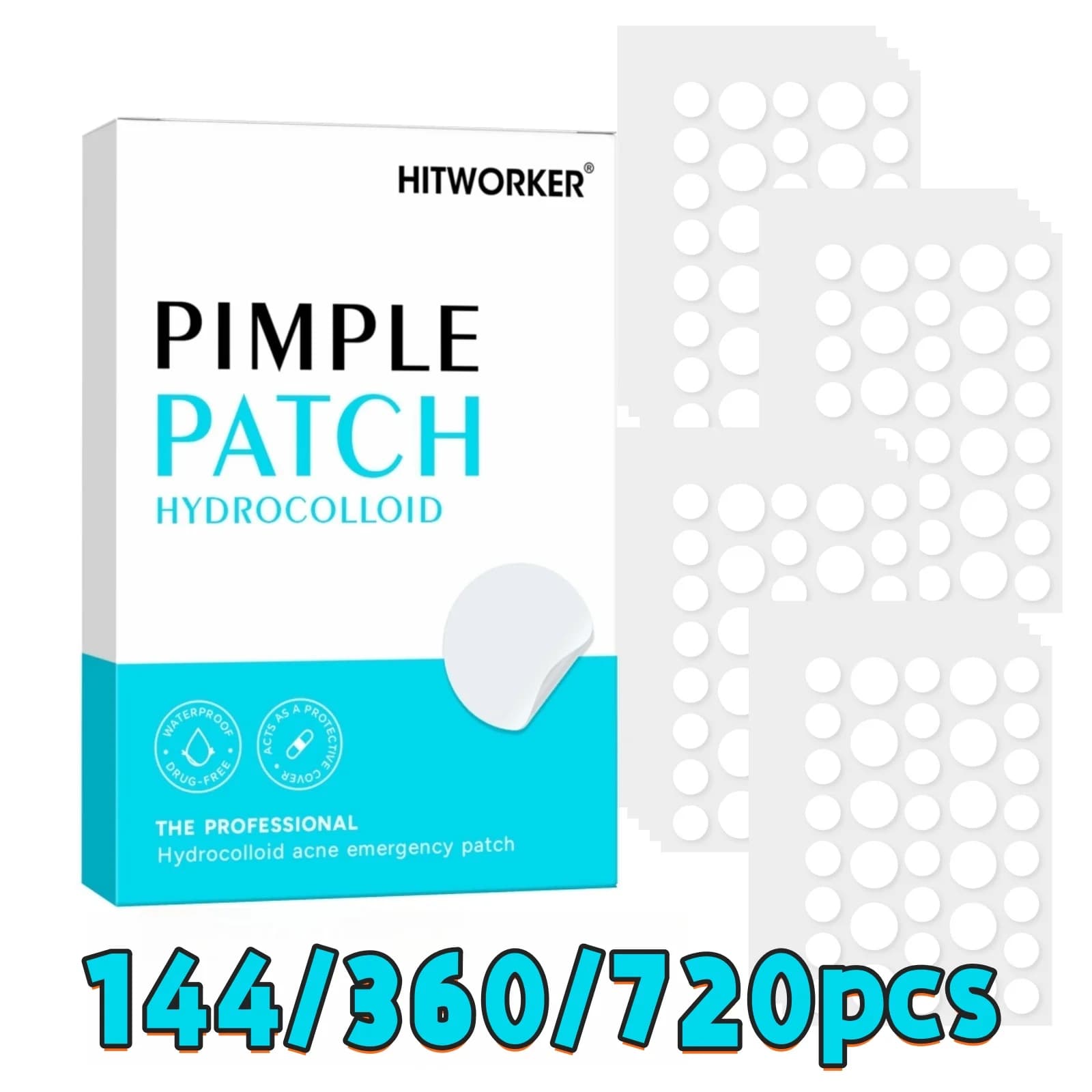 144/360/720 Pezzi Cerotti Idrocolloidali per Acne e Brufoli, Trattamento Efficace per Imperfezioni, Invisibili e Delicati sulla Pelle