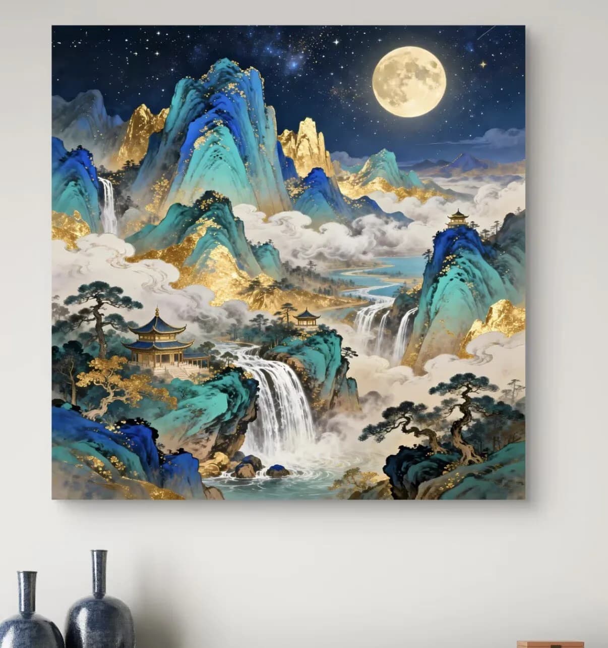 9ct 80x80cm Night Embroidery DIY Chinese Style Printed Kits Cross Stitch Needlework Sets Home Decor Crafts New