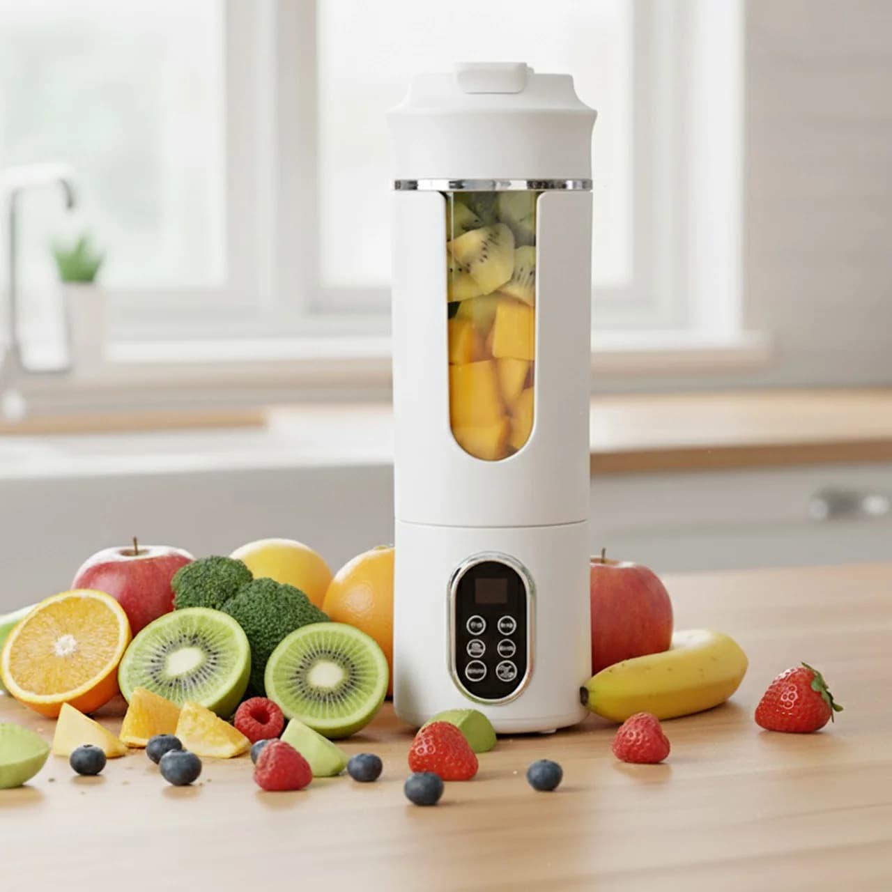 Nuovo spremiagrumi portatile da 530 ml ricarica USB senza fili mini spremiagrumi ghiaccio tritato spremitura elettrica frullatore di succo fresco a 12 lame