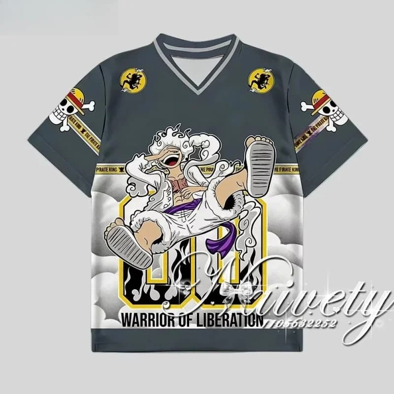 Nuova Maglia da Calcio 2026 One Piece Luffy Gear 5 con Stampa Anime, Asciugatura Rapida, Scollo a V, T-shirt per Adulti e Bambini, Streetwear Top Y2k