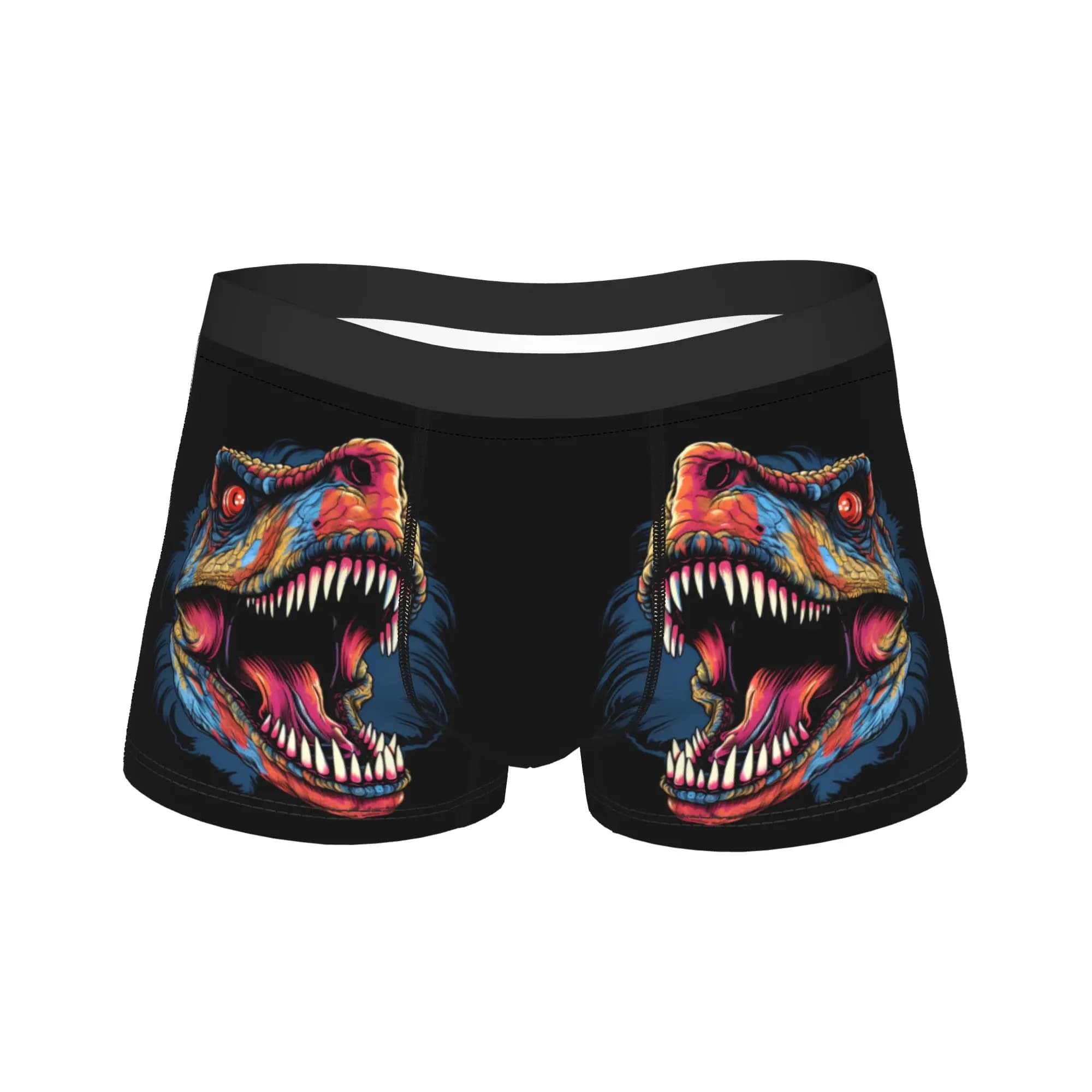 Slip boxer da uomo traspiranti con stampa dinosauro a bocca grande, design oversize, in offerta speciale