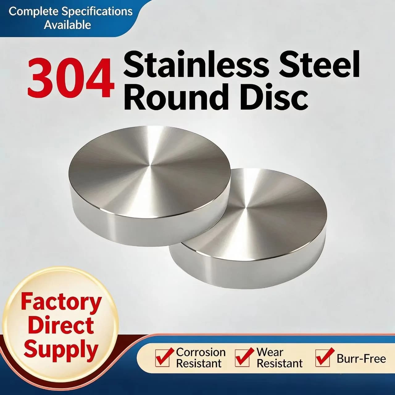Solid 304 Stainless Steel Round Disc Thick Round Sheet Weight Paper Press Mat Round Base Flat Gasket Plate