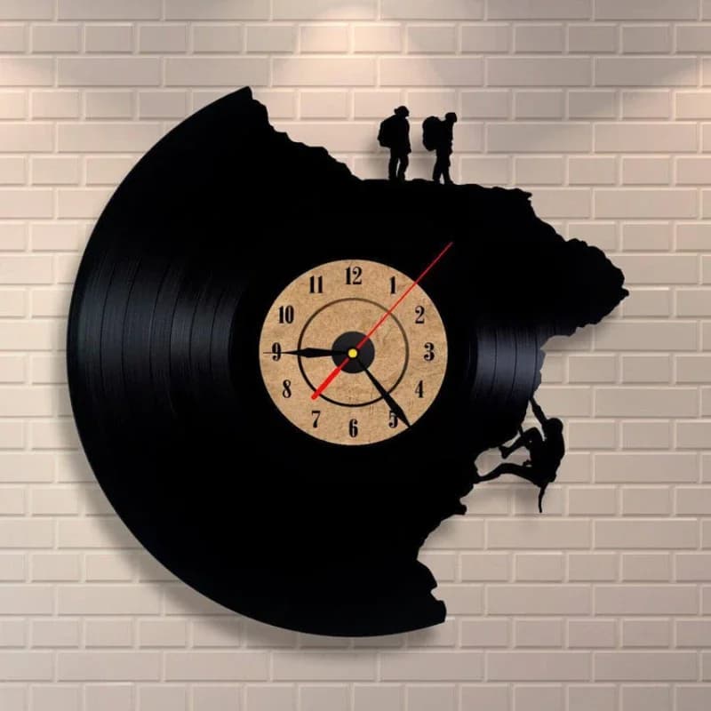 Orologio da parete con registrazione CD in vinile creativo ispiratore Orologio da parete con pellicola da arrampicata per lo spirito di combattimento sportivo Orologio da parete per la decorazione della casa