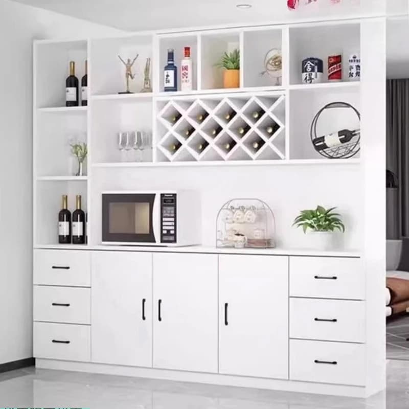 Mobili per wine bar con frigorifero Armadietto ad angolo in vetro sui pensili Vetrine Vetrine Portabottiglie refrigerato