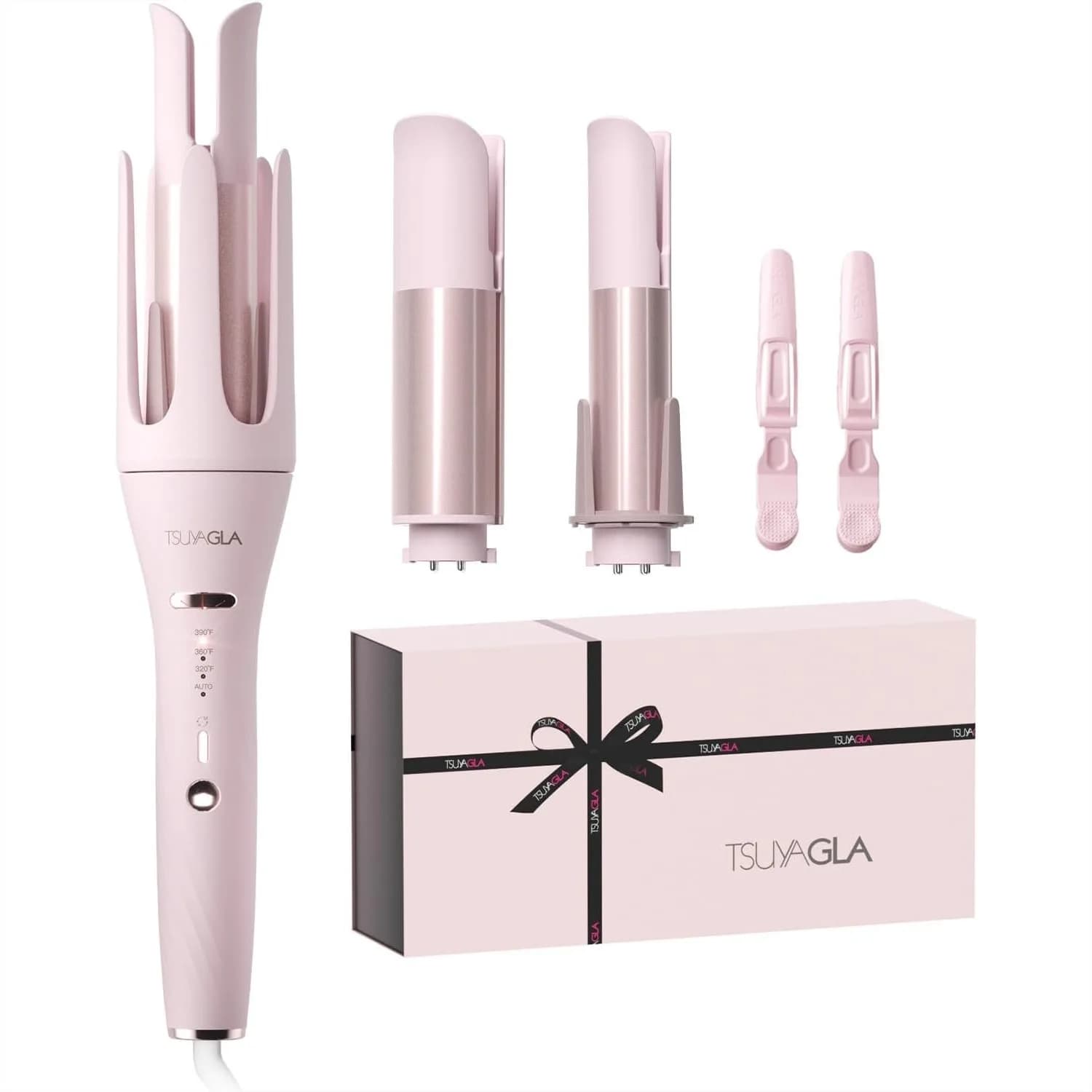 3-in-1 Automatic Curling Iron with 3 Barrels 1"-1.5" for Beach Waves, Rotating Curling Wand with 3 Temp, Dual Voltage for Travel