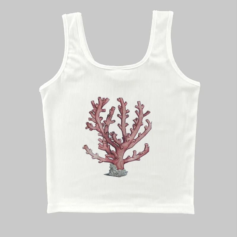 Gothic Marine Life Stampa Kawaii Retro Top senza maniche Punk Stampa Bretella estiva T-shirt da donna Gilet Y2K Abbigliamento donna