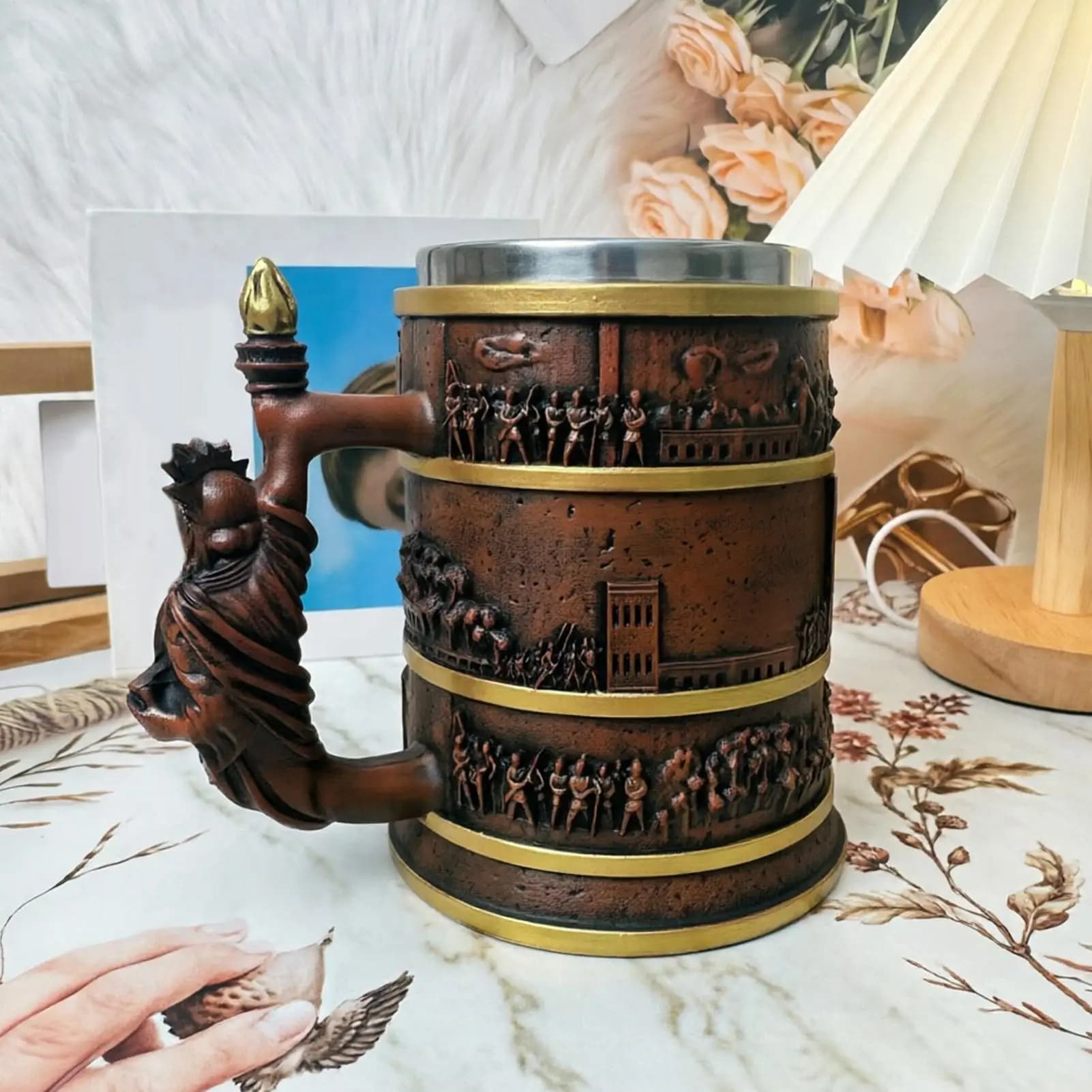 Tazza Patriottica 300ml per il 250° Anniversario dell'America, Bicchiere da Birra in Resina per Donne, Uomini, Viaggiatori, Collezionisti, Casa e Ufficio