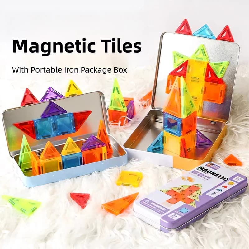 Mini Size Magnetic Building Blocks Construction Set Magnetic Tiles Portable Iron Box Educational Magnet Toys Gift