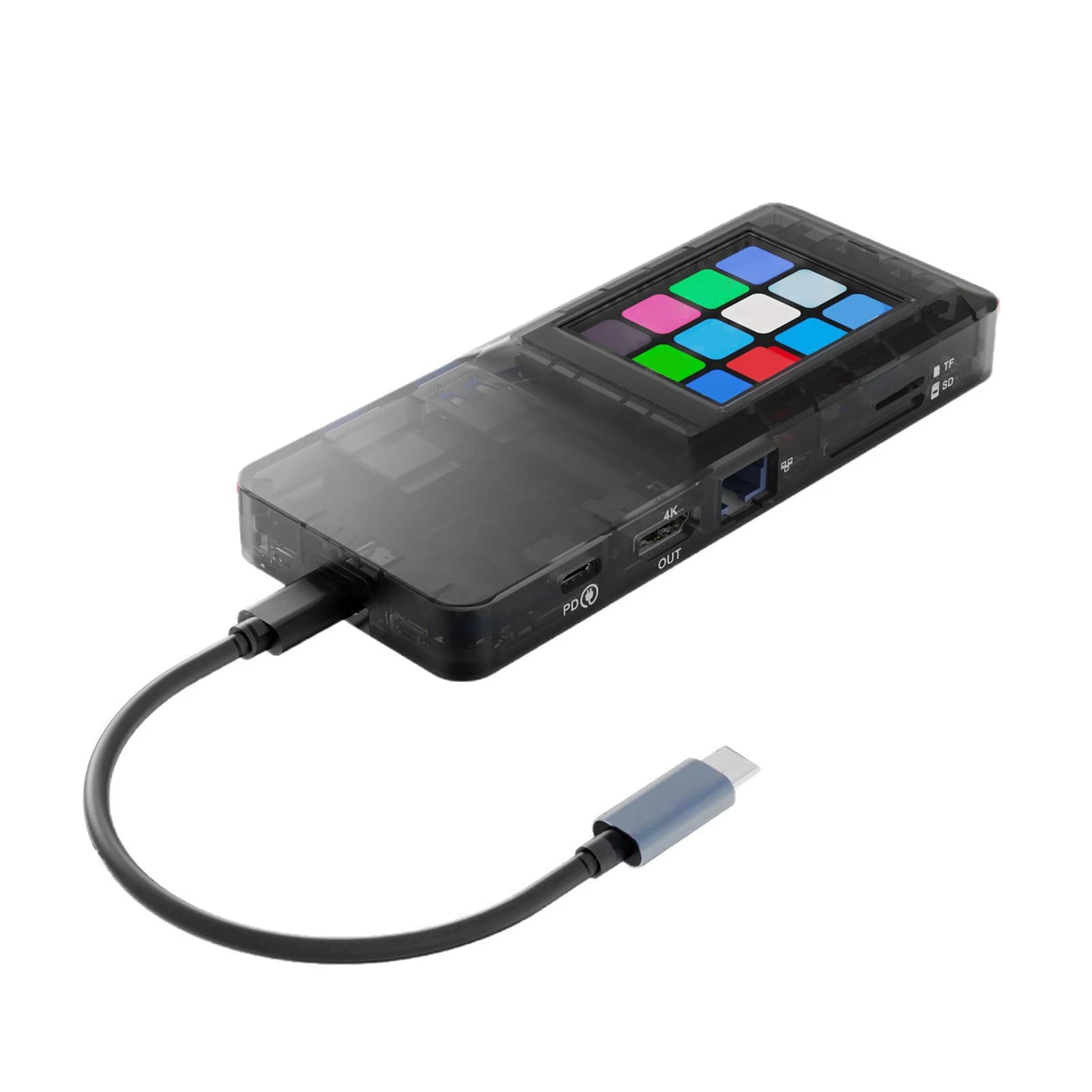 Hub USB C Multiporta con Schermo LCD, Docking Station USB con Controllo Touch, RJ45, Lettore Schede/TF, PD 100W, HDTV