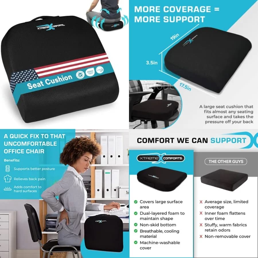 Cuscini per Sedie da Ufficio, Cuscini Ergonomici in Memory Foam per Scrivania, Auto, Sedia a Rotelle, per Supporto e Comfort, Aiuta a Migliorare la Postura