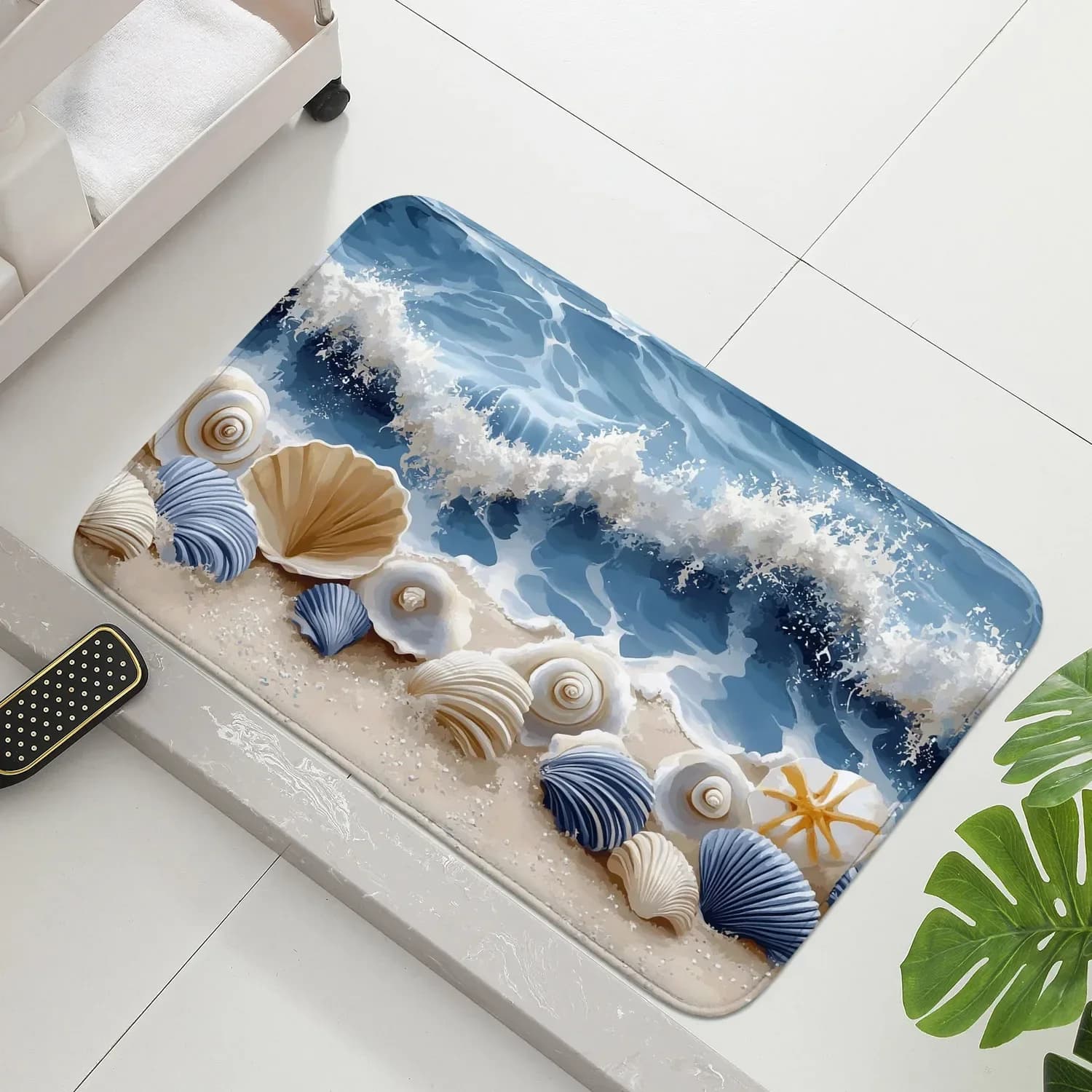 1 piece entrance door mat, beach pattern small carpet, bathroom non-slip floor mat, living room floor mat, Christmas gift