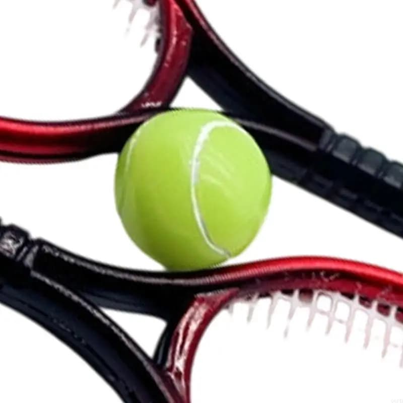 Tennis Racket Ball Set For Doll House Arrangement Kids Educational Activity Toy