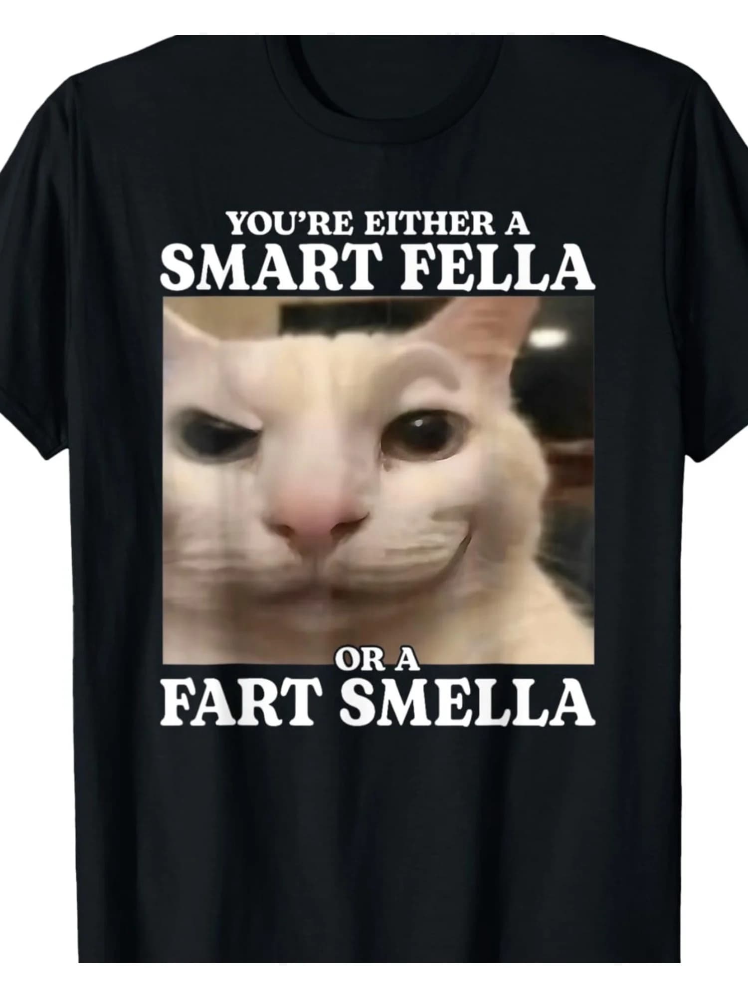 T-shirt divertente con meme: un giovane intelligente con un motivo a forma di fiuto, con un vivace disegno di gatto, maglietta a maniche corte morbida e traspirante