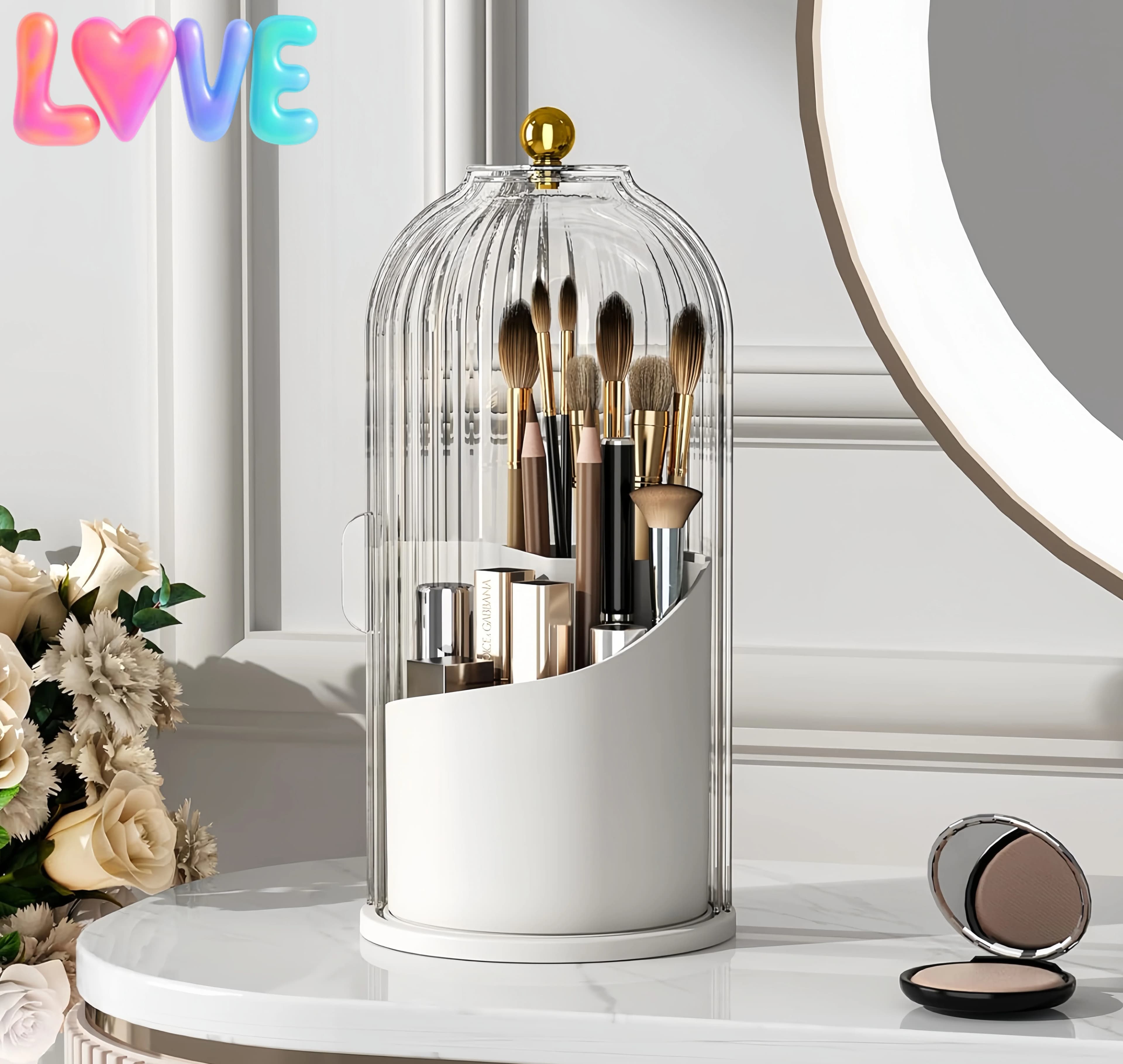 Luxury 360 ° Door Makeup Brushes with Cover, Cosmetic Organizer for Lips, Eyebrows and Umbrellas