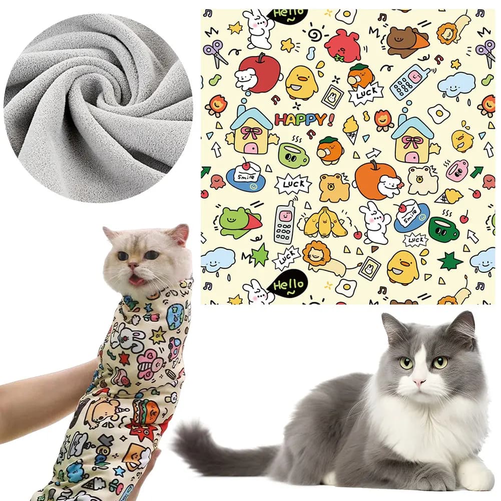 Fascia per toelettatura per gatti Fascia per gatti autoadesiva Avvolgimento per burrito Antigraffio Anti morso e fuga Involucro di ritenuta per gatti Strumento fisso per animali domestici in tessuto