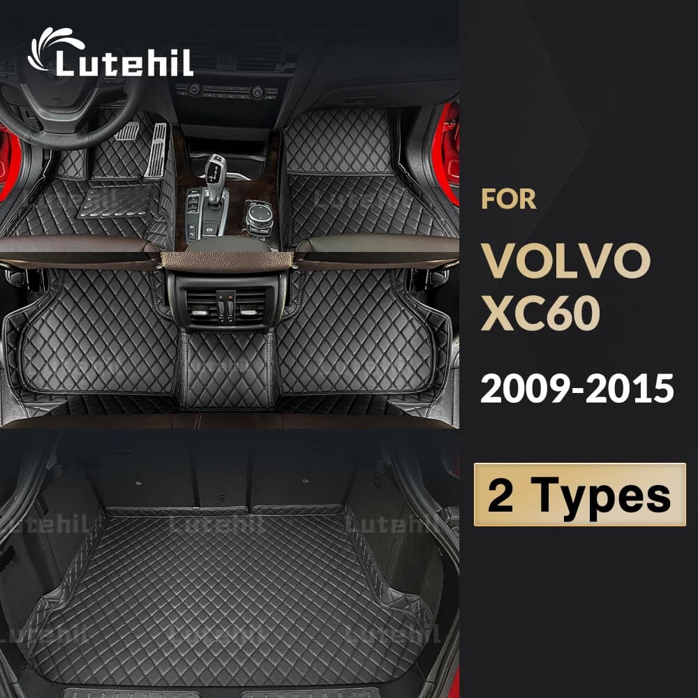 Lutehil Tappetini per auto per VOLVO XC60 2009 2010 2011 2012 2013 2014 2015 Tappetino per bagagliaio per auto Tappetini per piedi Tappeto Accessori interni