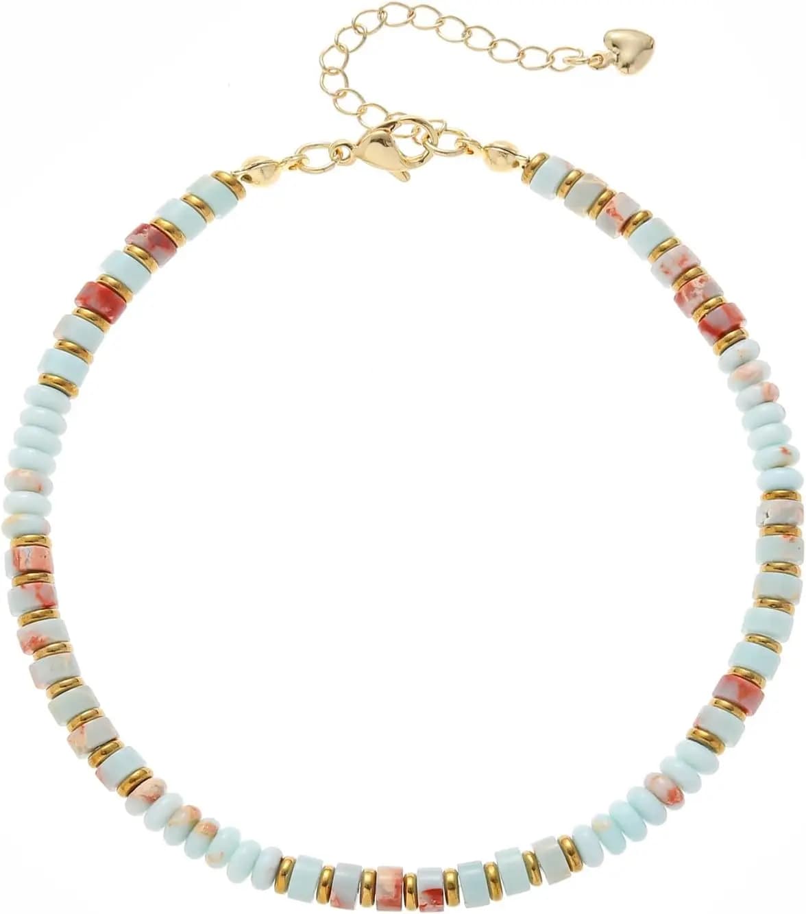 Cavigliere con Perline in Pietra Naturale per Donne, Braccialetto da Caviglia Fatto a Mano con Perline Turchesi, Gioiello Boho da Spiaggia, Regalo per Lei