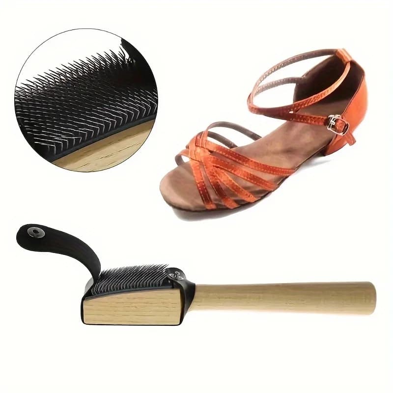 Spazzola per Scarpe da Ballo con Manico in Legno, Pulitore con Setole Metalliche per Scarpe da Ballo Latino e Tap, Strumento di Pulizia Portatile