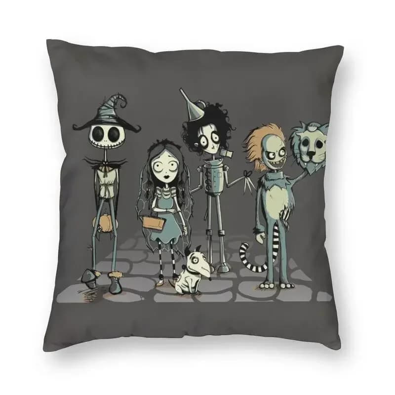 Tim Burton Horror Movie Cushion Liner Home Decor Gothic Halloween Film Throw Pillow Cover 45x45