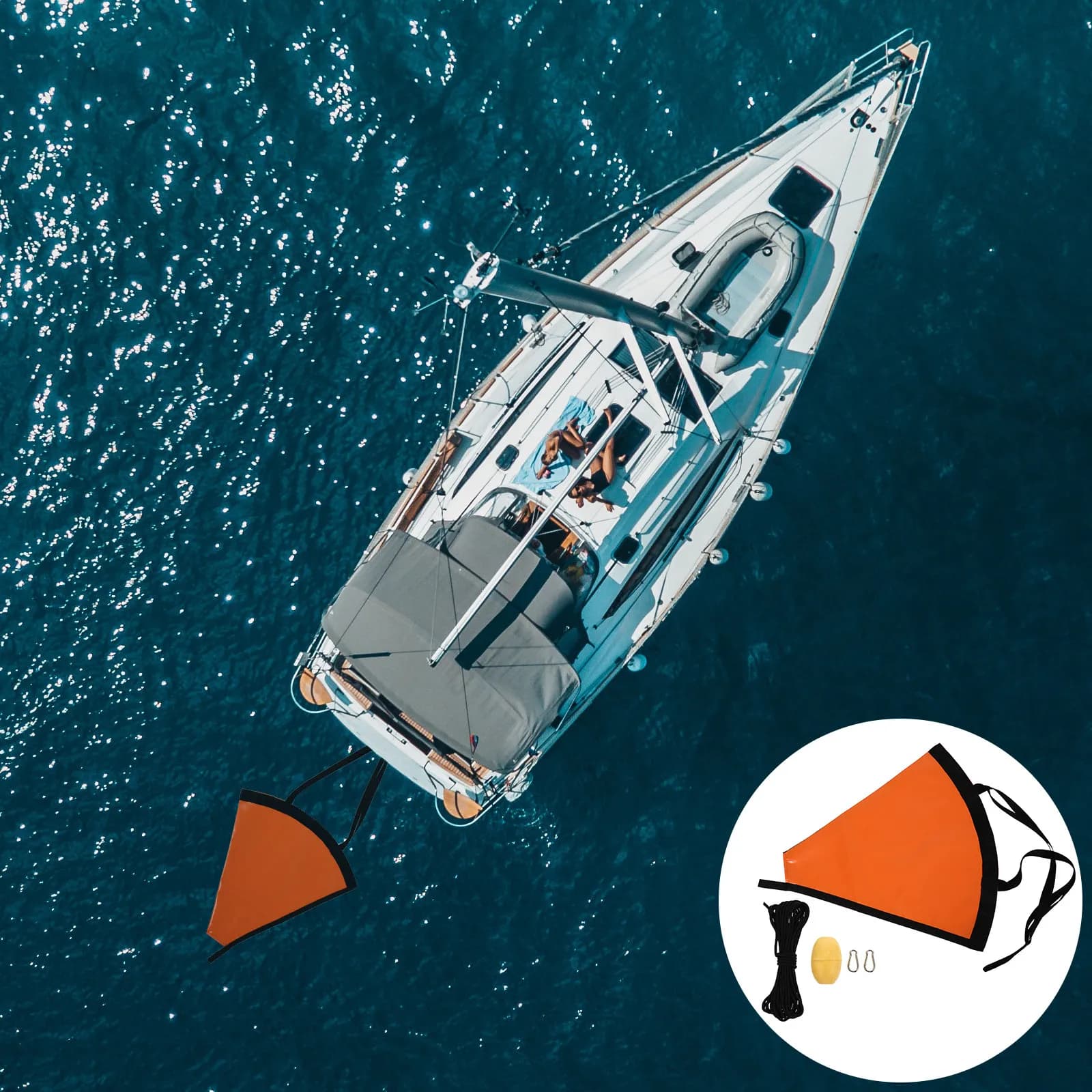 Set di 1 Ancora Galleggiante in PVC Resistente per Barche a Motore, Barche a Vela, Kayak, Freno Marino, Ancora per Imbarcazioni